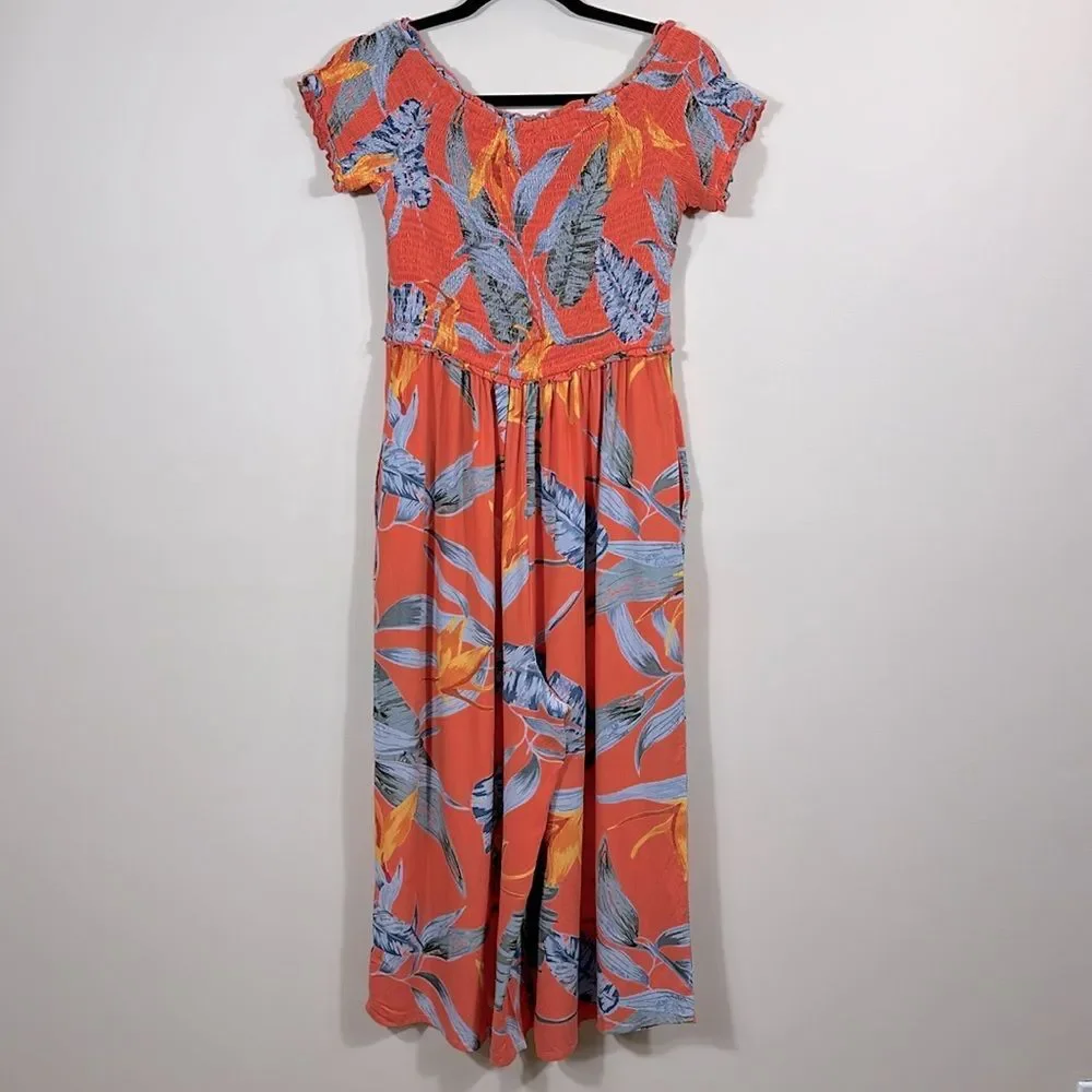 Patrons of Peace NWT Tropical Print Drop Crotch Pockets Jumpsuit Women Medium